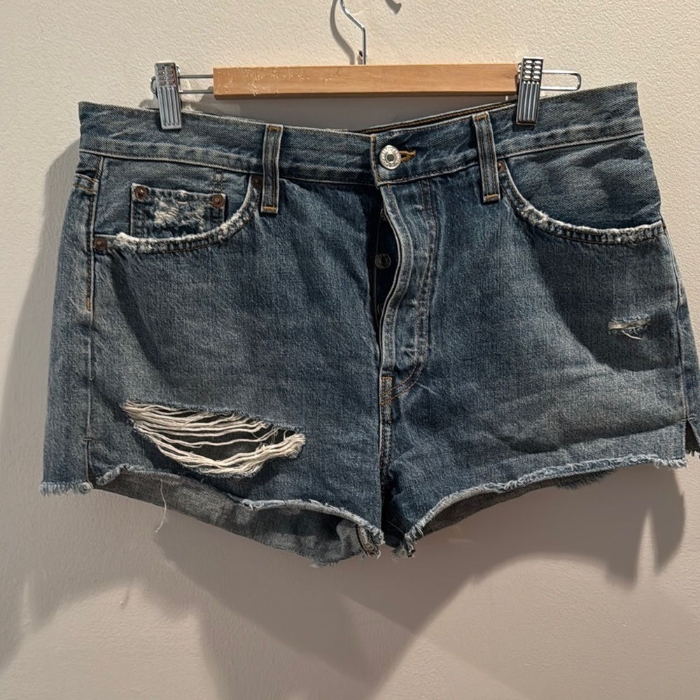 RE/DONE x Solid & Striped Original Cut-off Button Fly High Rise Denim Shorts 30